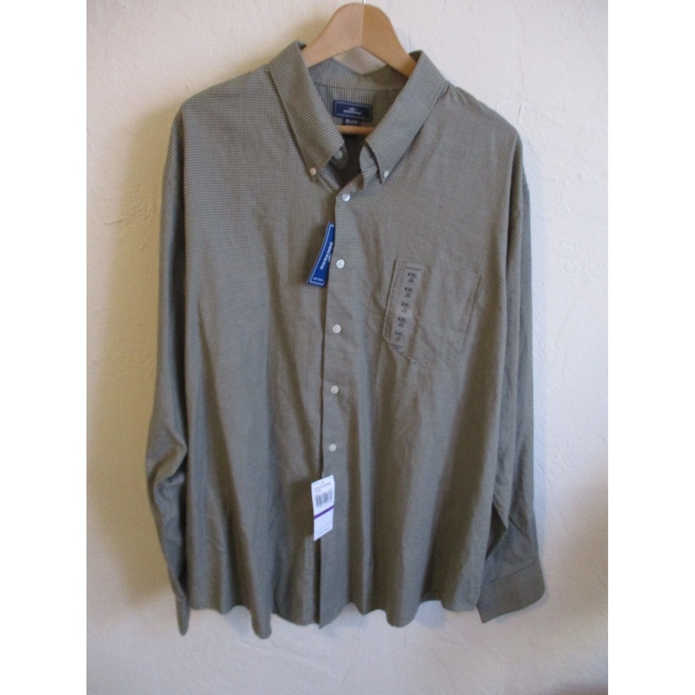 Dockers Soft Touch Green Micro Plaid Button Down Shirt Size XXL 18-18.5 NWT